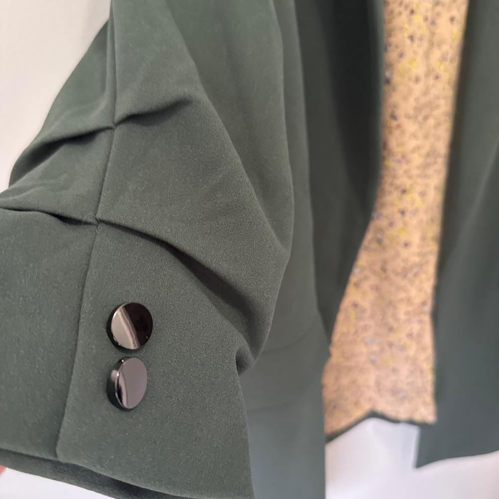 Skies Are Blue Dark Green Draped Sleeve Blazer - Picture 5 of 9